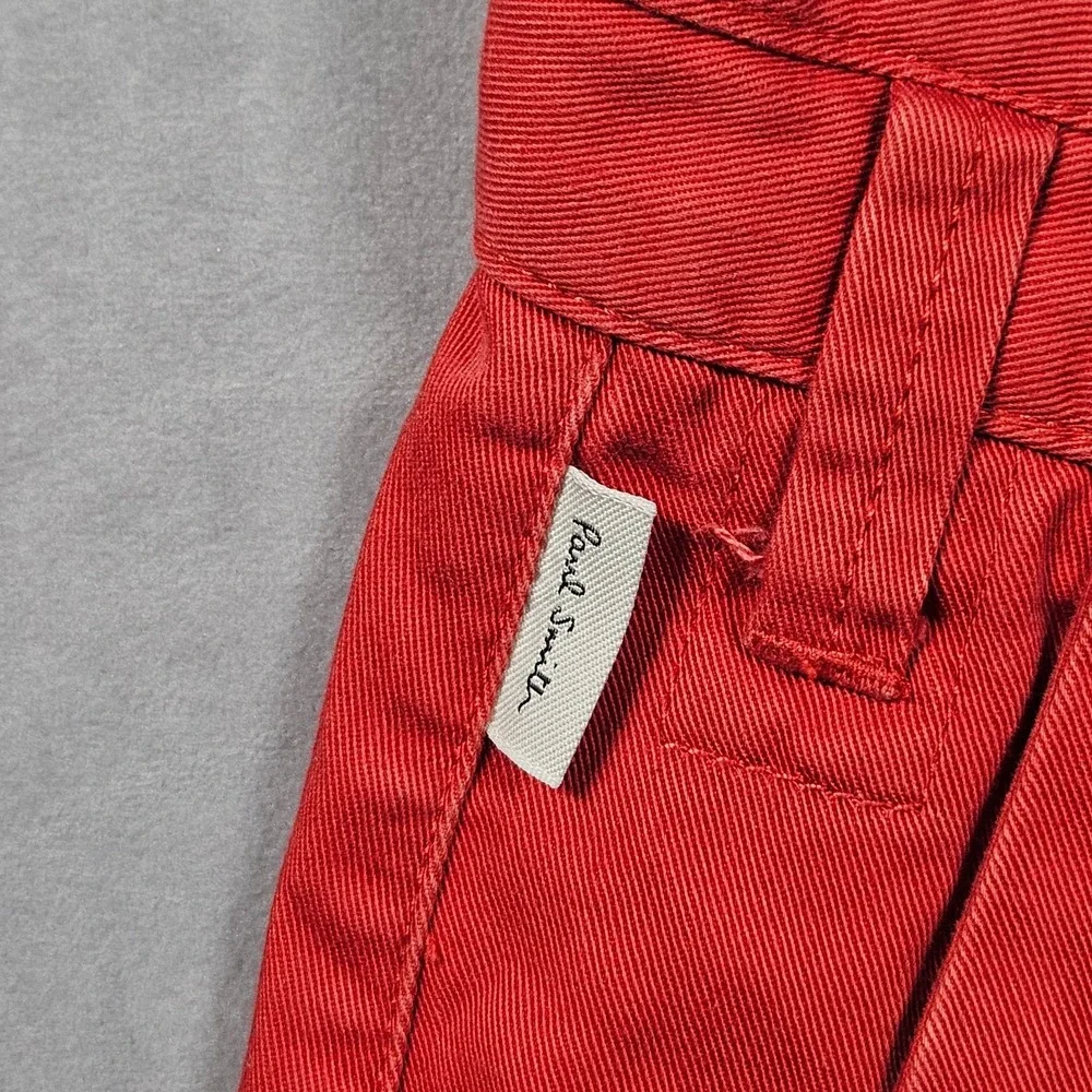 Paul Smith Jeans Pants Mens 34x29 Red Flat Front Chino‎ Trousers Slash Pockets